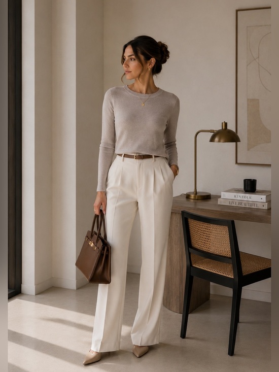 Babaton Sweaters - Aritzia Babaton Lightweight Knit Sweater Small Beige Minimalist Quiet Luxury